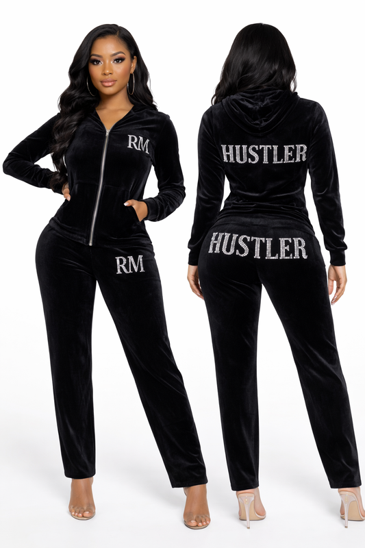 Black Velour Female Tracksuit